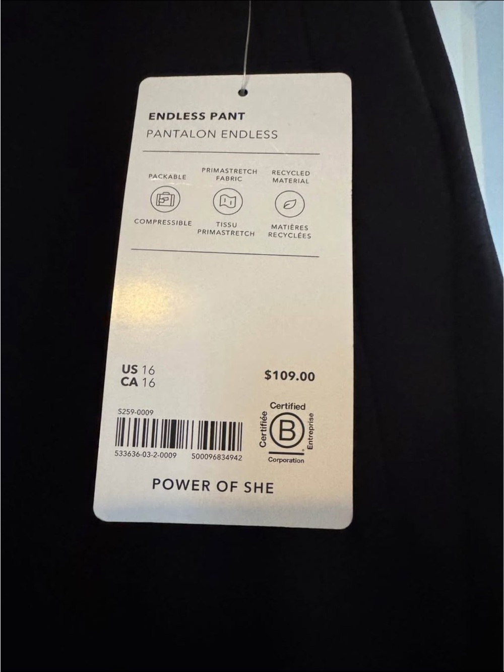 Athleta Endless Pant Black Straight-Leg Pull-On Trousers - Picture 3 of 4